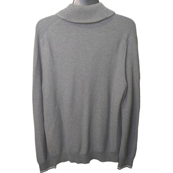 Banana Republic Men's Tipped Supima Cotton Button Cardigan Large Med Grey Pocket - Picture 2 of 11